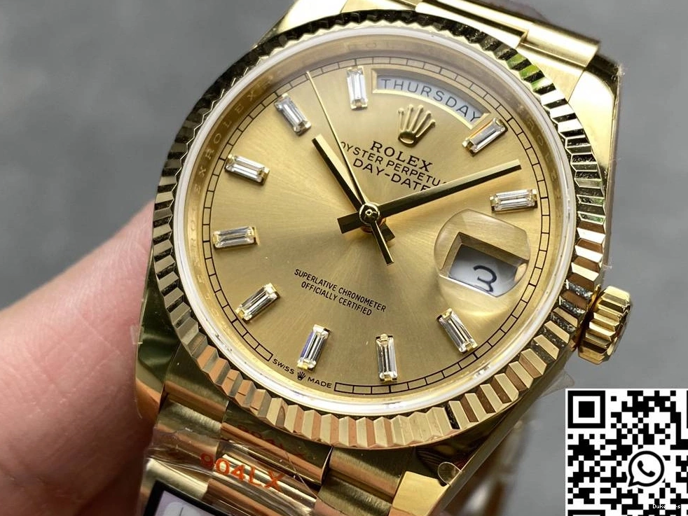 Gold Date 36mm v5 Steel Tungsten Yellow Day Factory M128238-0045 Gold Dial QF Rolex 0206
